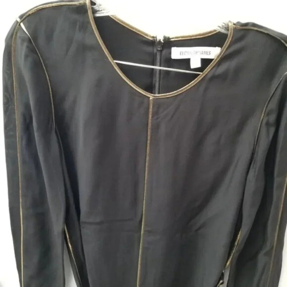 Elizabeth and James Annabelle Long-Sleeve Belted Dress Bronze Black 2 - Picture 9 of 14